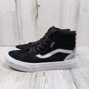Vans Kids Filmore Hi Black and Silver High-Top‎ Sneakers #944